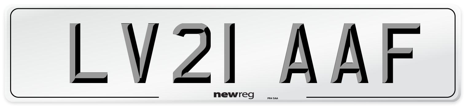LV21 AAF Number Plate from New Reg